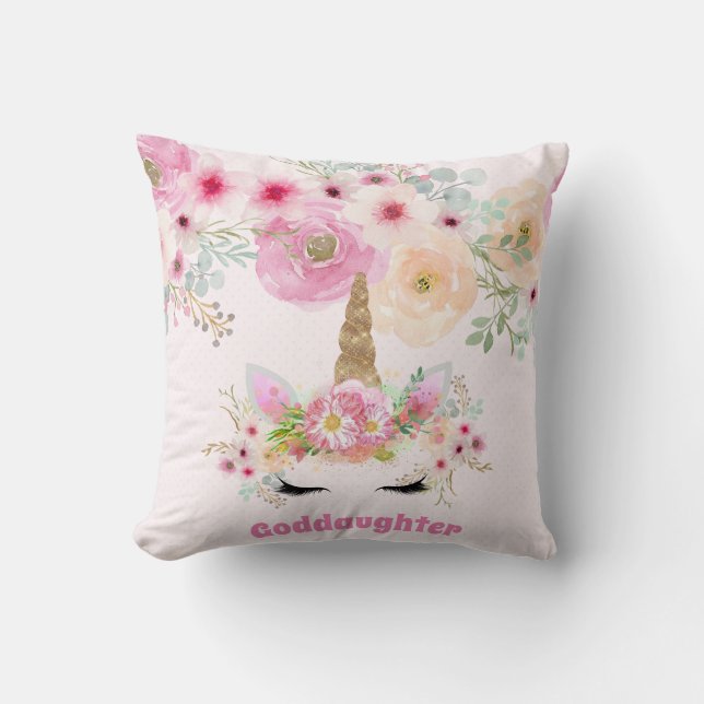 Coussin GODDAUGHTER Rose Gold Parties scintillant Fleurs U (Recto)
