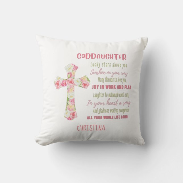 Coussin Godgirl Cadeau Motivation Encouragement NOMMÉ (Recto)