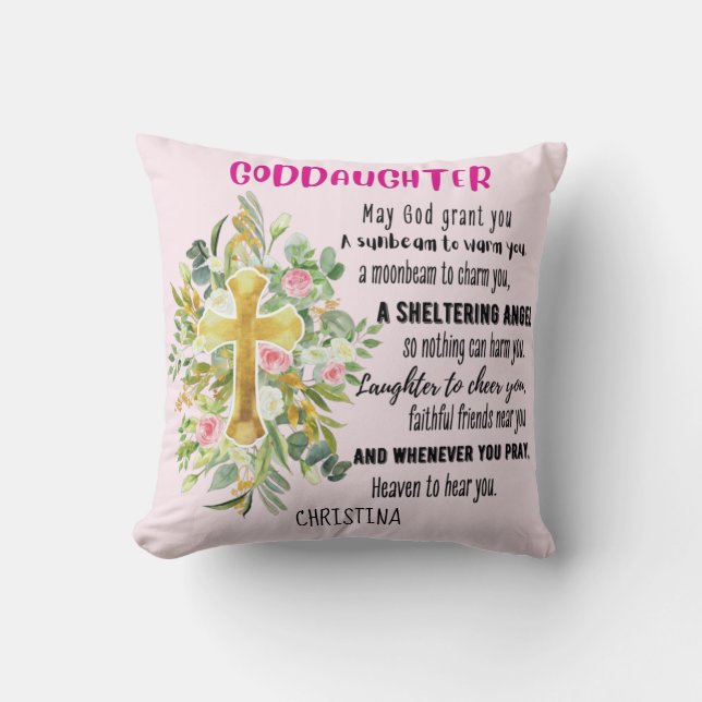 Coussin Godgirl Cadeau Motivation Encouragement NOMMÉ (Recto)