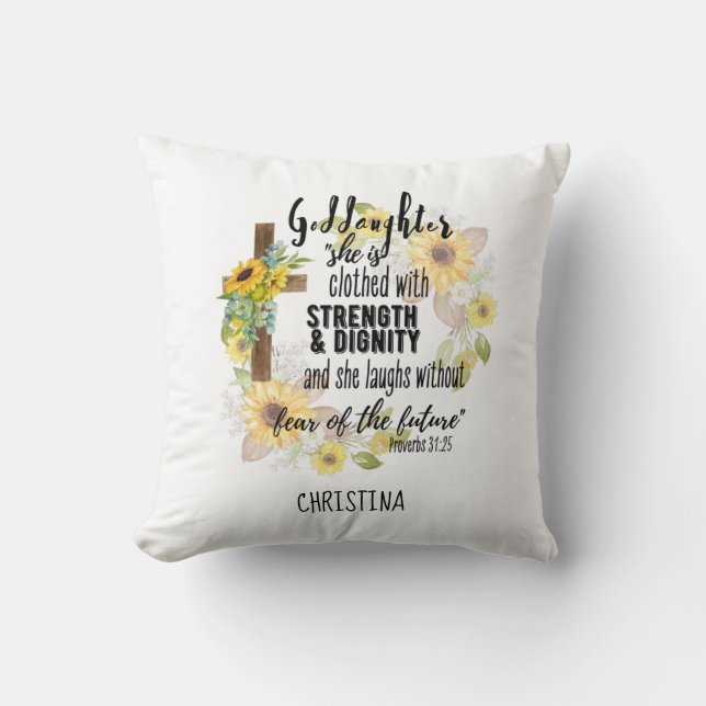Coussin Godgirl Cadeau Motivation Encouragement NOMMÉ (Recto)