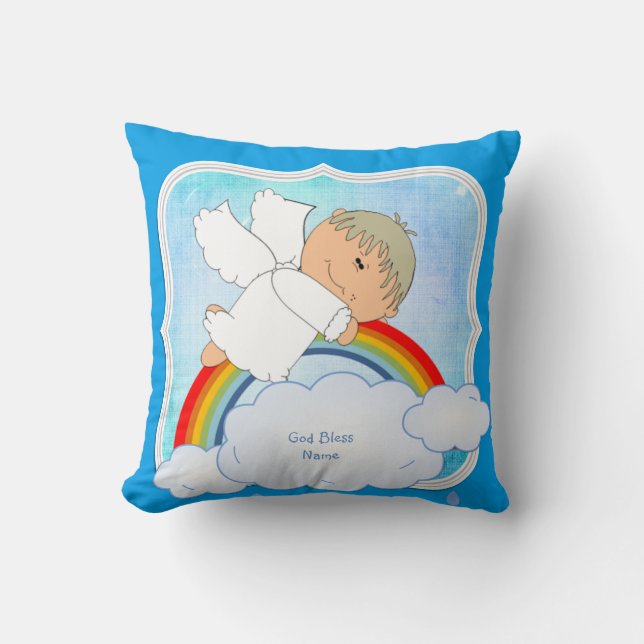 Coussin Godson Cadeau mignon Angel Arc-en-ciel personnalis (Recto)