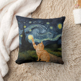 Coussin Gogh Kitty Starry Night Chat