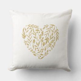 Coussin Gold À feuillage persistant Heart Mariage Décor Da