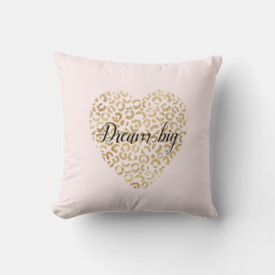 Coussin Gold Blush Empreinte de léopard Heart      