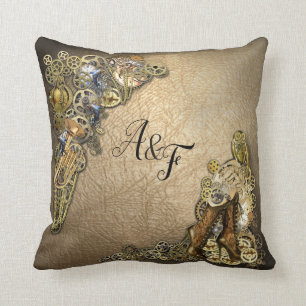 Coussin Gold & Brass Steampunk sculptures Mariage Cadeau