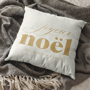 Coussin Gold burlap joyeux noël Personnalisé Nom Noël