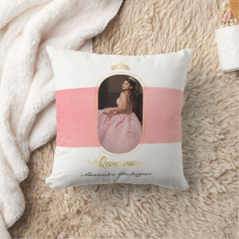 Coussin Gold et Rose rose photo Quinceanera Kneeling