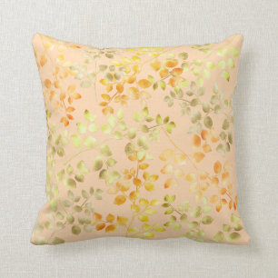 Coussin Gold Foil Automne Automne Orange Brown Green Feuil