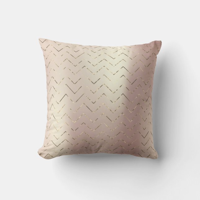 Coussin Gold Foxier Rose Or rose métal Zig Zag Chevron (Recto)