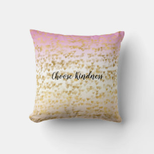 Coussin Gold Glam Hearts Confetti Peach Ombre rose