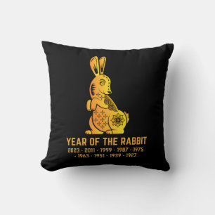 Coussin Gold Gradient Année Du Lapin Zodiac Noir