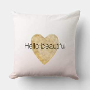 Coussin Gold Heart Blush Pink Ombre Bonjour belle
