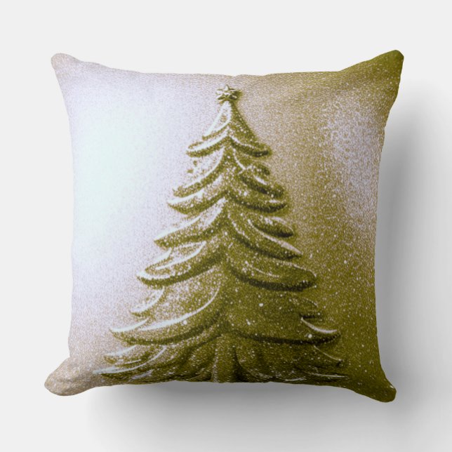 Coussin Gold Holiday Arbre de Noël Jeu d'oreiller (Recto)