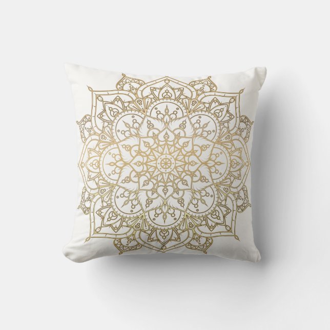 Coussin Gold Mandala White Chic Glamor Moderne Glam (Recto)