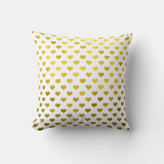 Coussin Gold Metallic Faux Foil Hearts Polka Dot Heart (Recto)