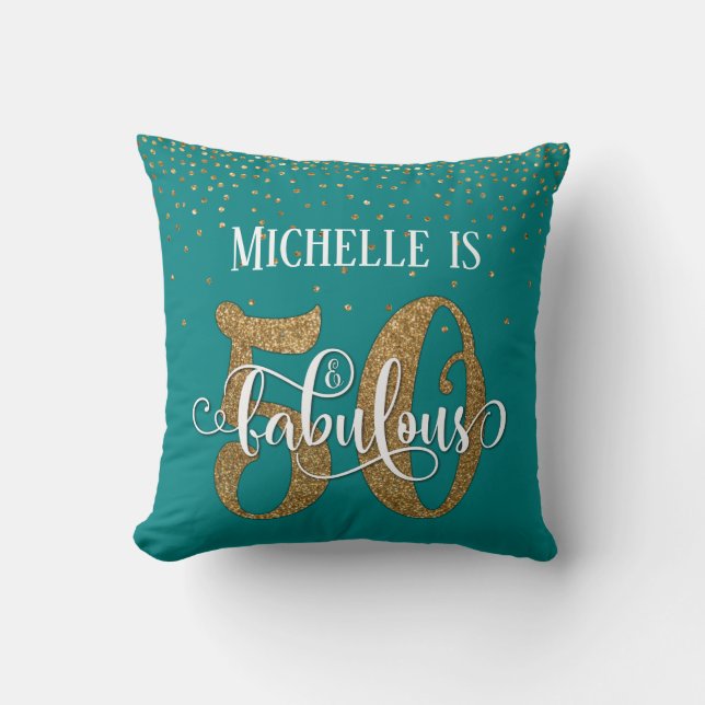 Coussin Gold Parties scintillant 50 & Fabuleux anniversair (Recto)