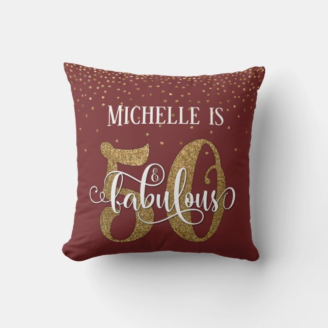 Coussin Gold Parties scintillant 50 & Fabuleux Anniversair (Recto)