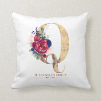 Gold Q Monogramme Floral Bourgogne Rouge et Navy B