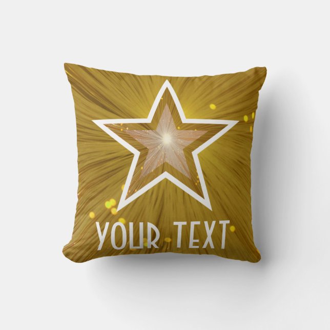 Coussin "Gold Star" "Votre texte" lancer carré d'oreiller (Recto)