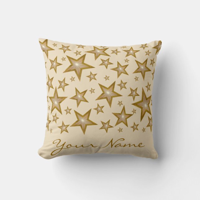 Coussin "Gold" Stars "Your Name" lance une crème carré pou (Recto)