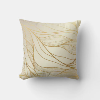Coussin Gold wavy pattern. Luxurious golden linear ornamen
