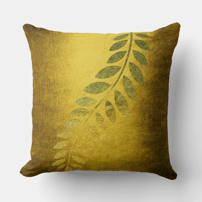 Coussin Golden Autumn Fall Felice Leave Mustard (Recto)