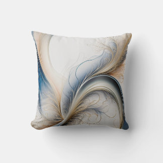 Coussin Golden Breeze Flow of Blue and Gold Abstract Art T