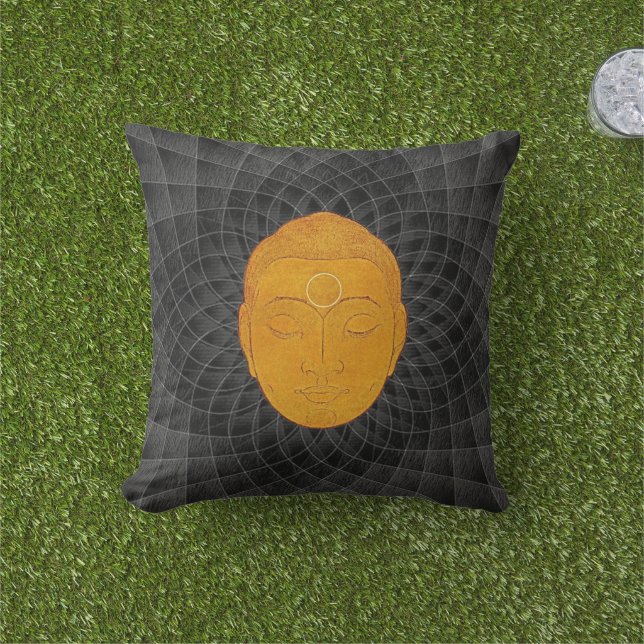 Coussin Golden Buddha Zen Mandala Pillow (Herbe)