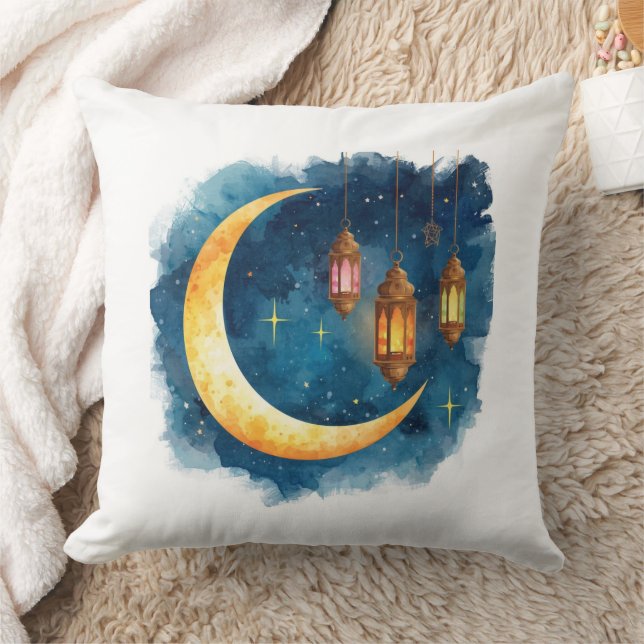 Coussin Golden Crescent & Lanterns Ramadan Pillow (Couverture)