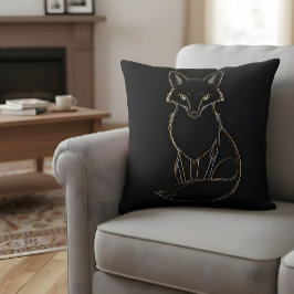 Coussin Golden Fox Line Art - Design animal élégant