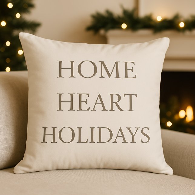 Coussin Golden Hearth Holiday Throw Pillow (Warm holiday lettering that adds a welcoming touch to your winter décor.)