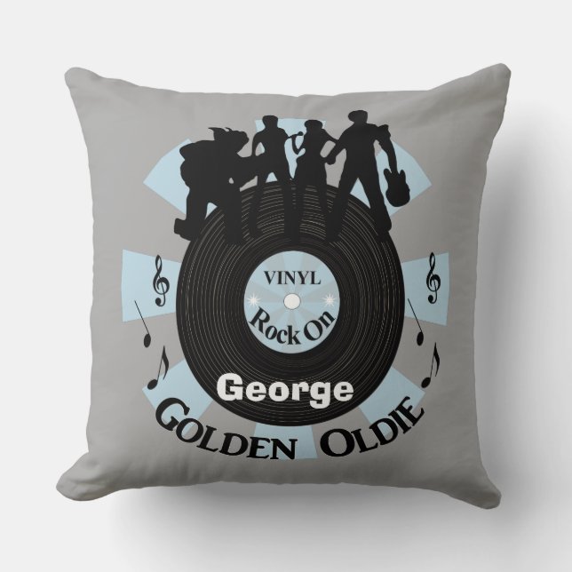 Coussin Golden Oldie Vinyl Records Rock Sur Personnalisé (Recto)