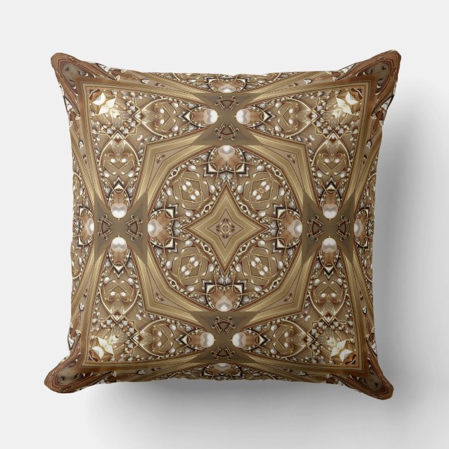 Coussin Golden Ornate Throw Pillow (Recto)