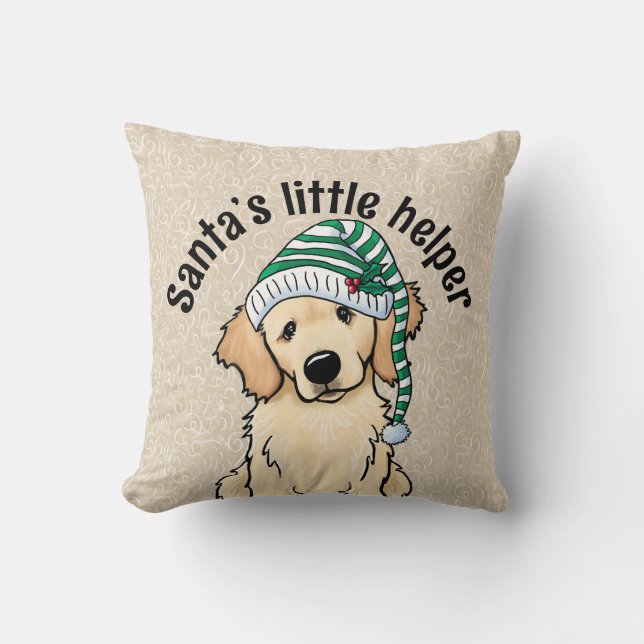 Coussin Golden Retriever de Noël (Recto)
