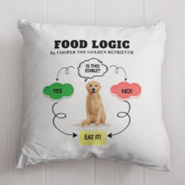 Coussin Golden Retriever Nom personnalisé Food Logic Fchar
