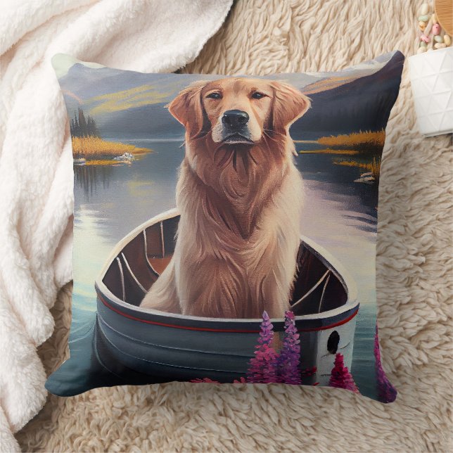 Coussin Golden Retriever sur une pagaie : une aventure Pit (Couverture)