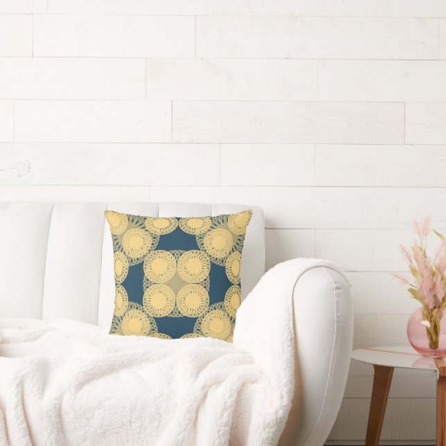 Coussin Golden Spiro Bloom Retro Geometrique Floral Patte (Canapé)