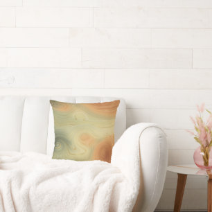 Coussin Golden Strata Pêche Brûlée Orange Vert Agate