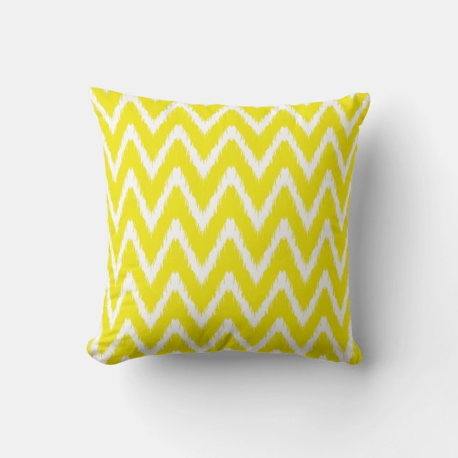 Coussin Golden Yellow Asian Moods Ikat Chevrons (Recto)