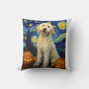 Coussin Goldendoodle Chien Mignon Halloween Jack O Lantern