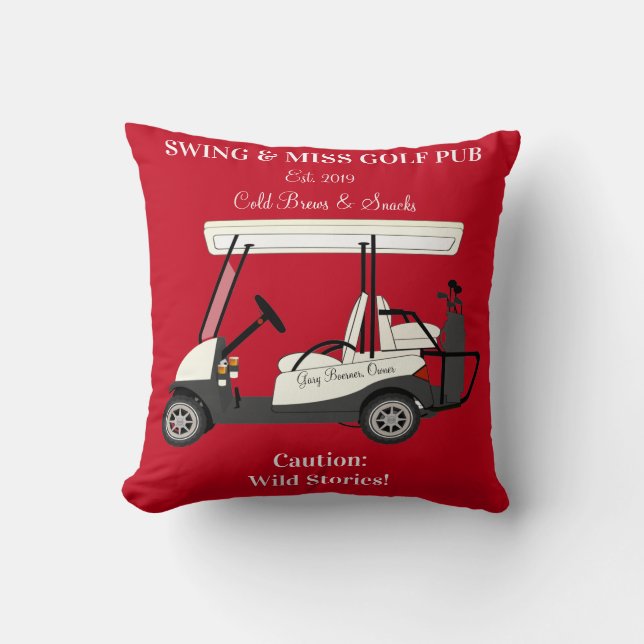 Coussin Golf Pub Golf Cart Bière & Snacks Wild Stories (Recto)