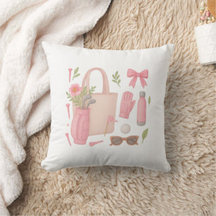 Coussin Golf Rose thème Lady femme golfer aime le golf