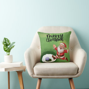 Coussin Golf Santa Claus sur golf terrain de Noël Golfeur