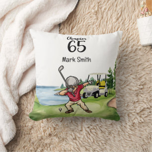 Coussin Golfer 65e anniversaire Dabbing avec voiturette de