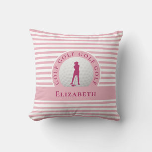 Coussin Golfeuse Monogramme Personnalisé Nom Féminin Chic