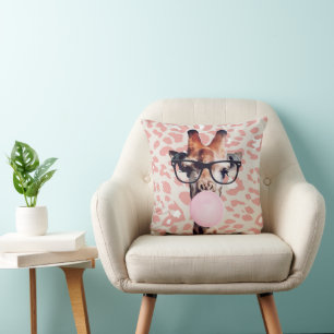 Coussin Gomme soufflante de girafe avec arrière - plan pos