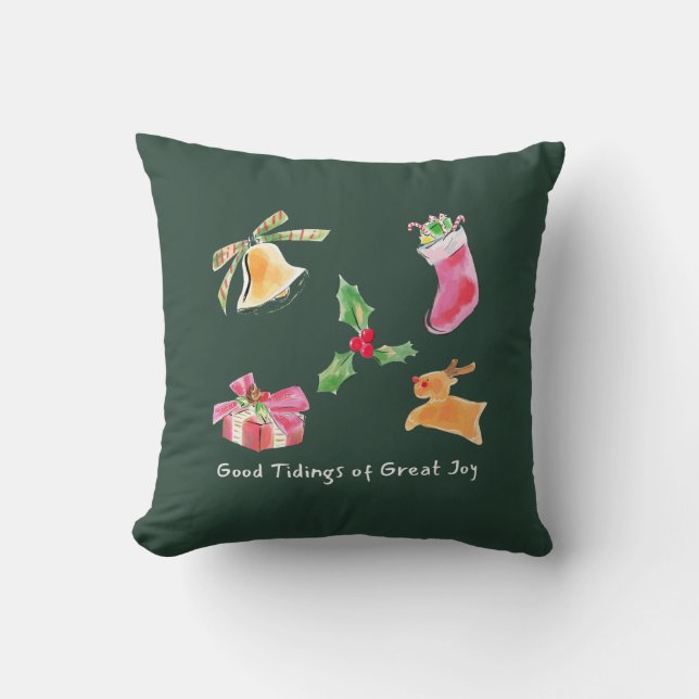 Coussin Good Tidings of Great Joy Holiday Illustration (Recto)