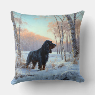 Coussin Gordon Setter Laisse Il Neige Noël