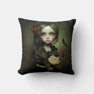 COUSSIN GOTH GIRL CUTE BLACK THROW PILLOW