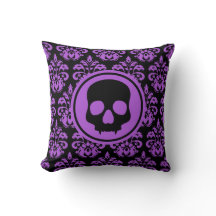 Gothique évanoui crâne d'Halloween violet damassé